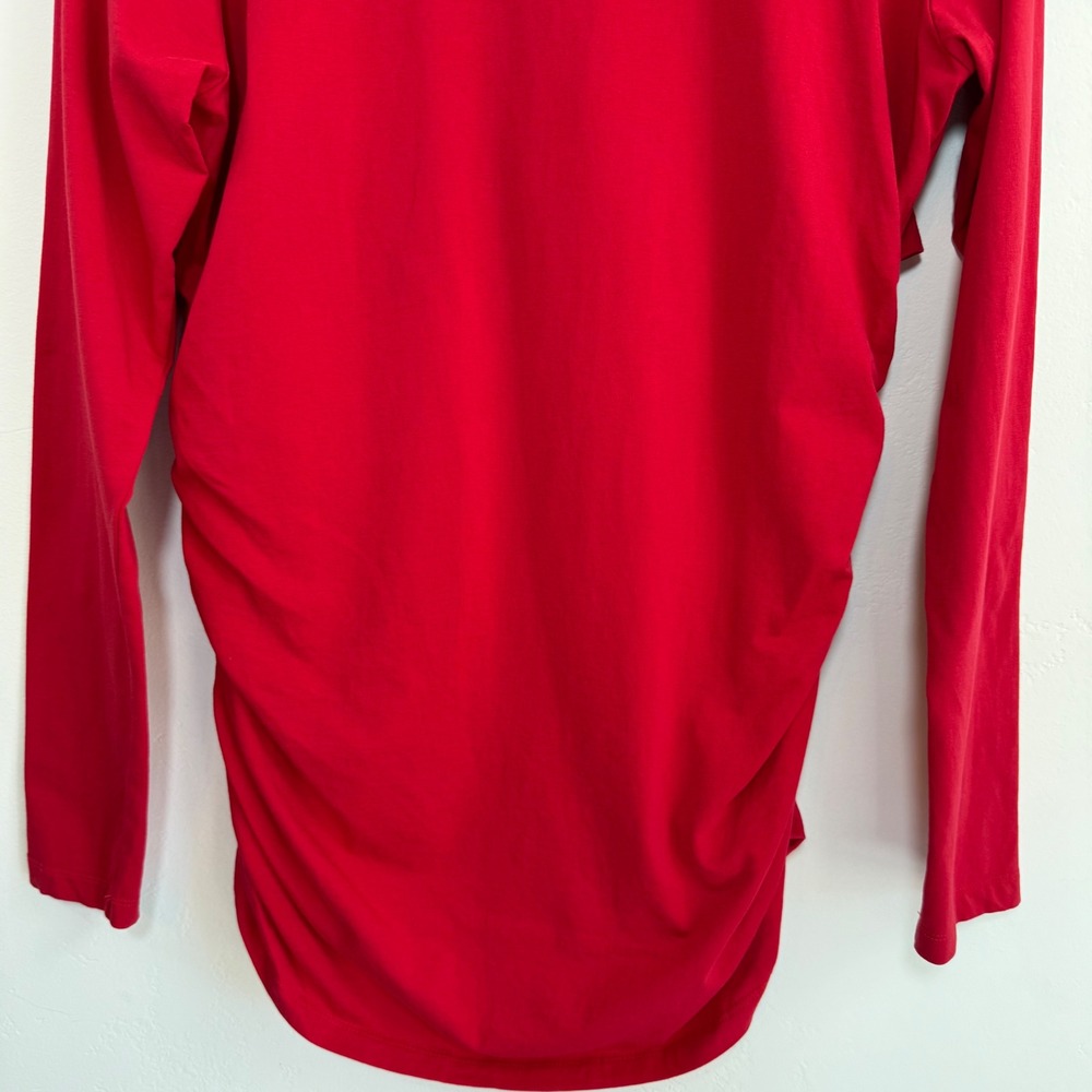 Sundance Ruched Wrap Top XL Red Long Sleeve Stretch‎ Boho Romantic Blouse - Picture 7 of 10